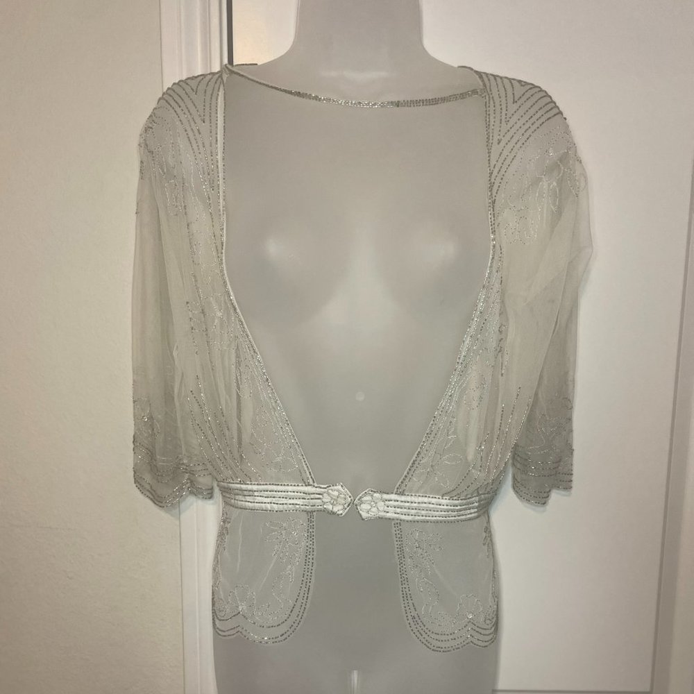 Anthropologie BHLDN beaded shrug / topper - size XS